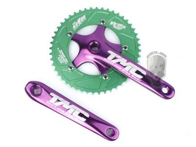 TMC Advanced Single Speed Bike Crankset Cranks 48T ( Green/Purple )